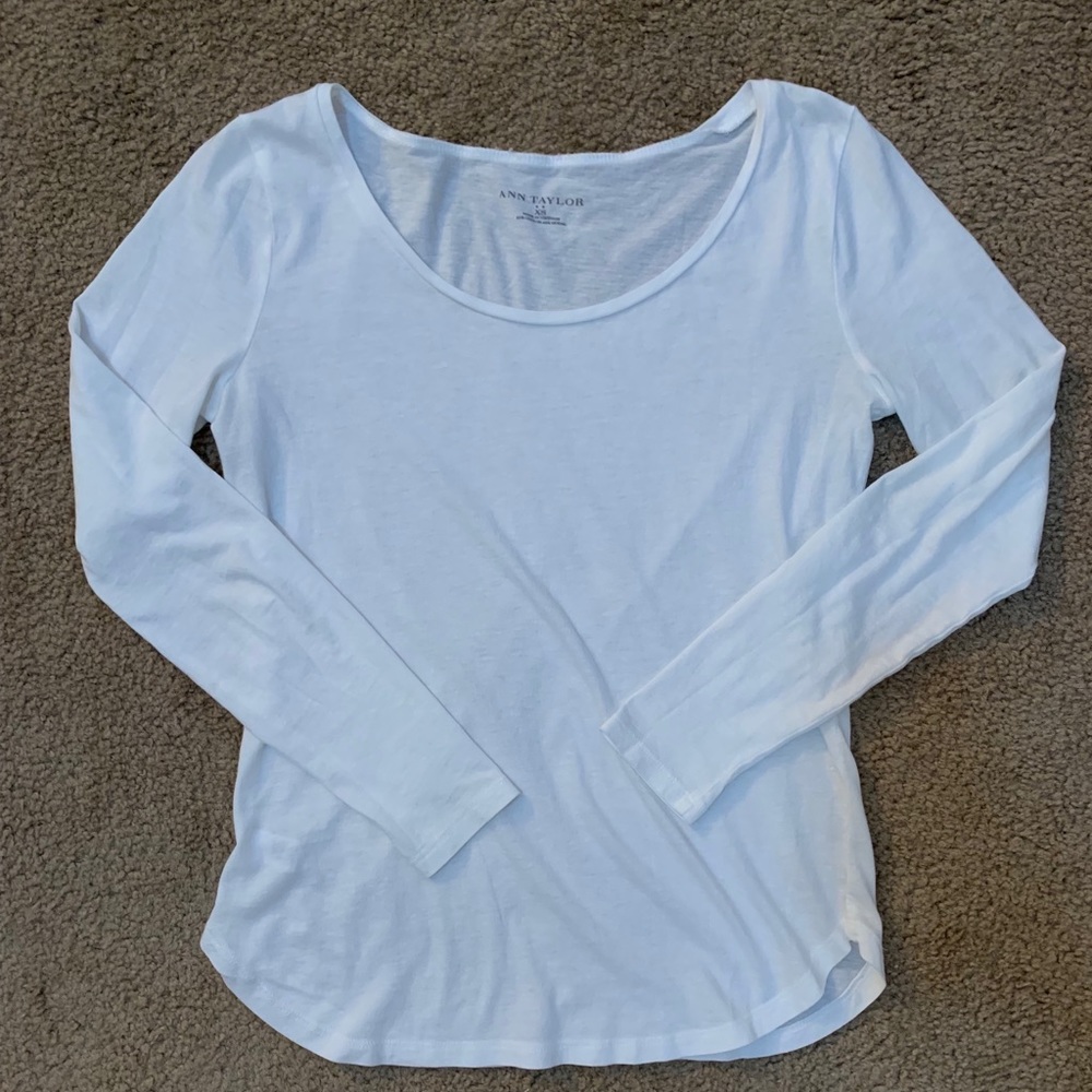 Ann Taylor White Long Sleeve Tee Sz XS